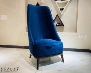 Royal Blue Velvet Wing Chair