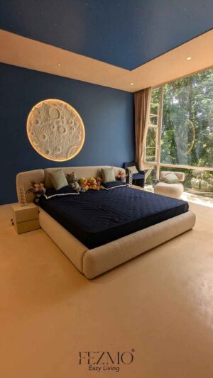 Dark Blue Bed And Panels