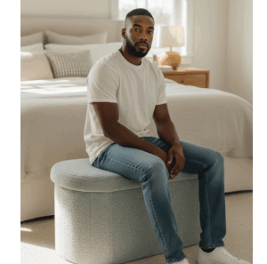 Oval Bench (Grey boucle fabric)