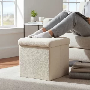 Square Pouffe (White boucle fabric)